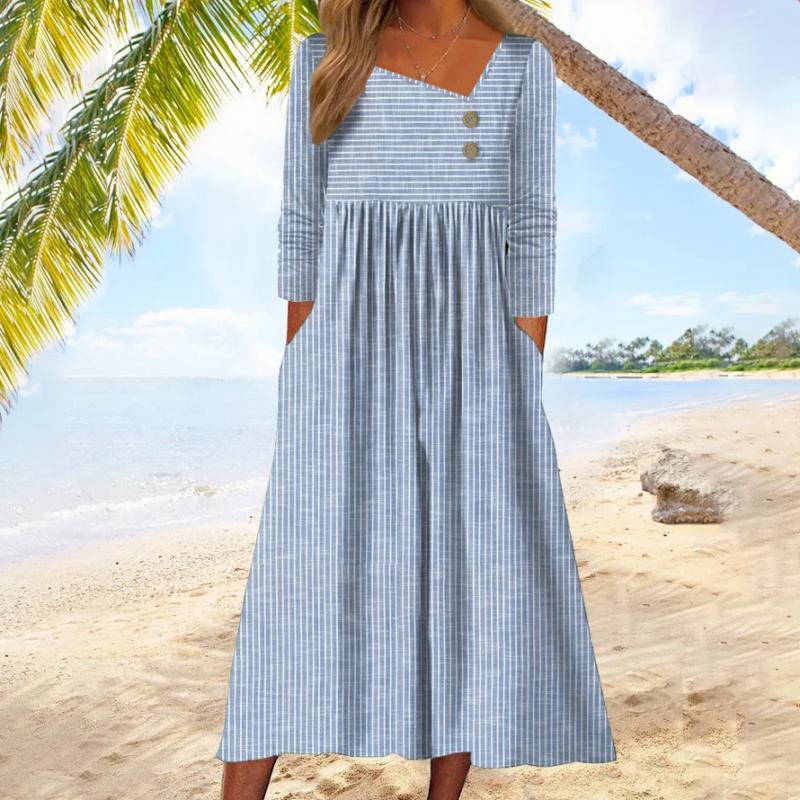 Blue striped casual dress