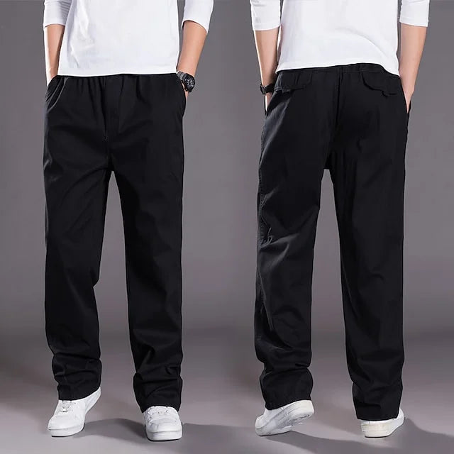 Elastic Waist Straight Men's Cargo Trousers