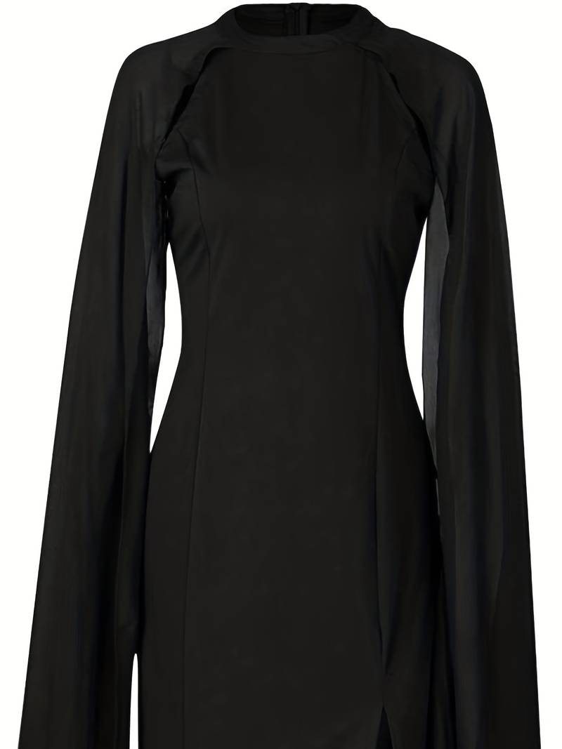 Dress with flowing cape sleeves