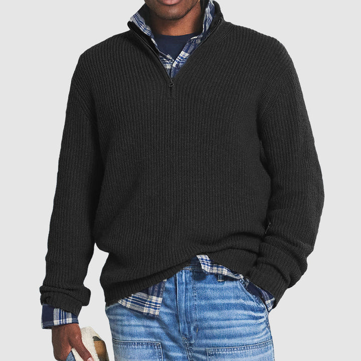 Men's Business Casual Jumper - Soft Zip-Up Sweater, Warm Winter Layer