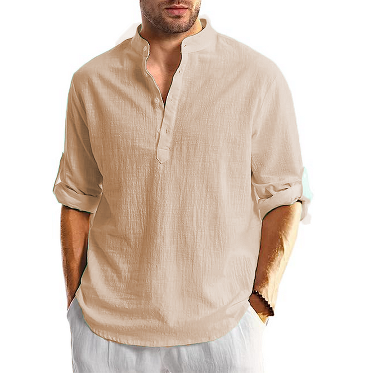 Long-sleeved linen casual shirt for men