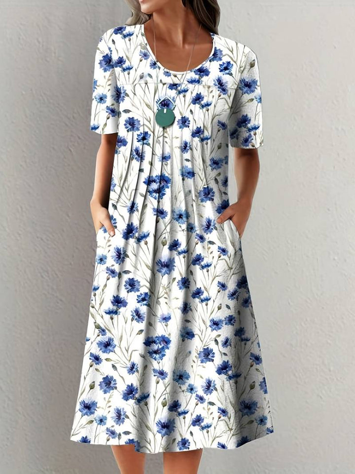 Floral pattern ruffle dress