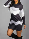 Slim dress in zigzag colour block