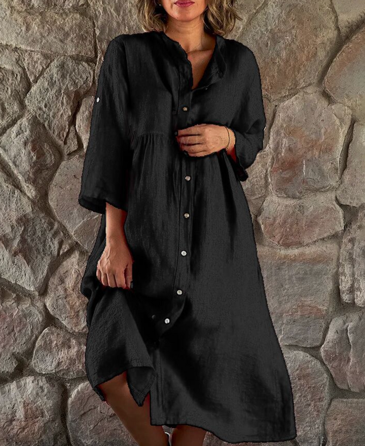 Casual long dress with button