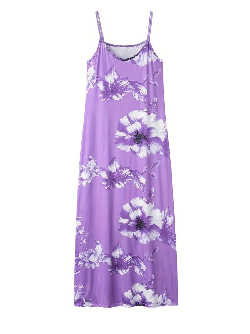 Slim-fit maxi dress with floral print