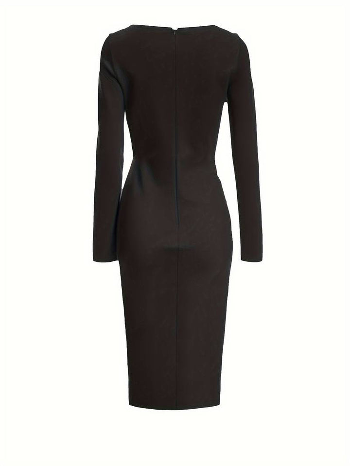 Elegant long-sleeved twist dress