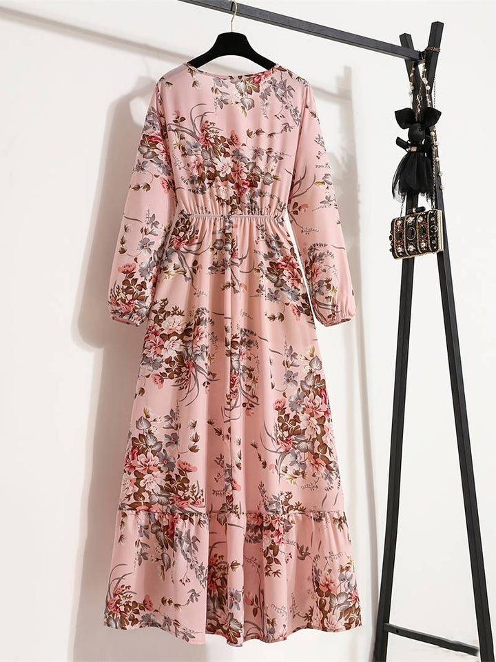 Long dress with bohemian floral print