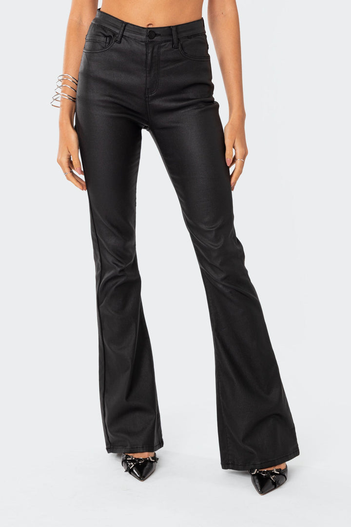 Leather flared trousers