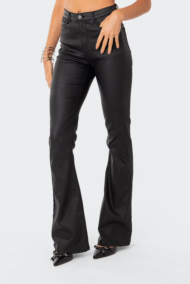 Leather flared trousers