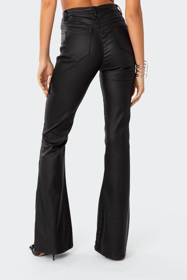 Leather flared trousers