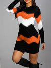 Slim dress in zigzag colour block