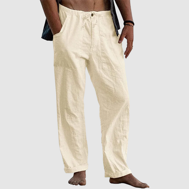 Linen beach trousers for men, loose fit