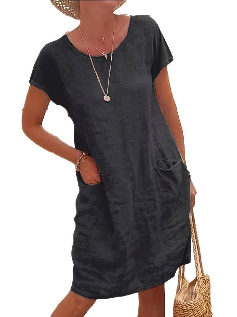 Round neck pocket dress