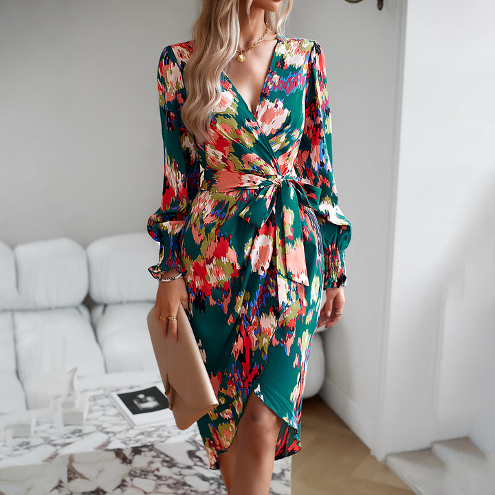 Colour burst wrap dress