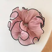 Folded chiffon hair ties with contrasting edge