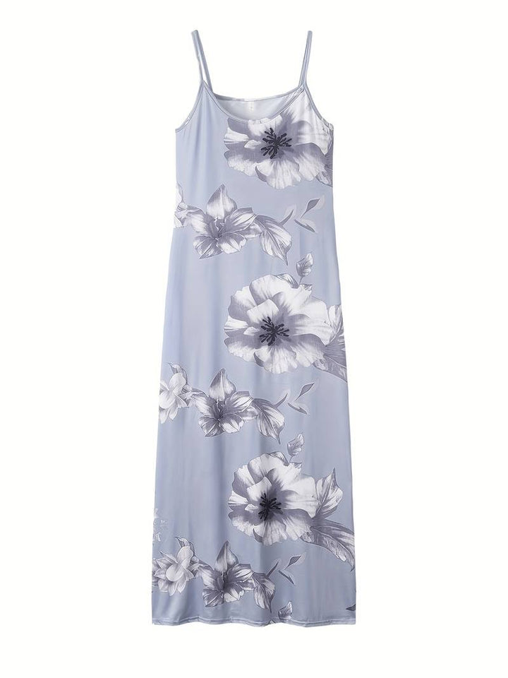 Slim-fit maxi dress with floral print