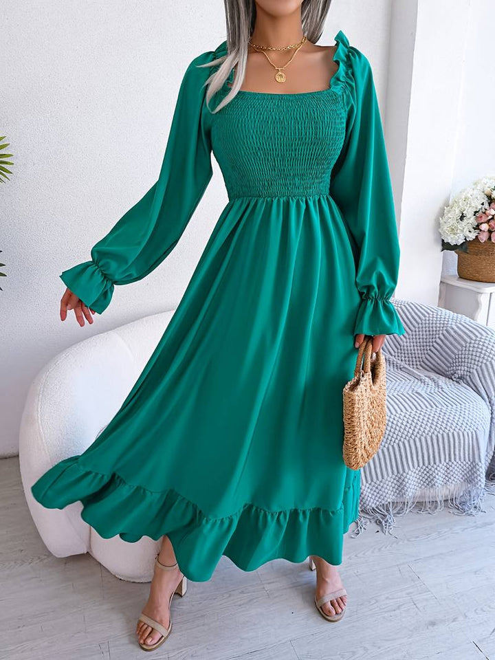 Plain Dress With Ruffles