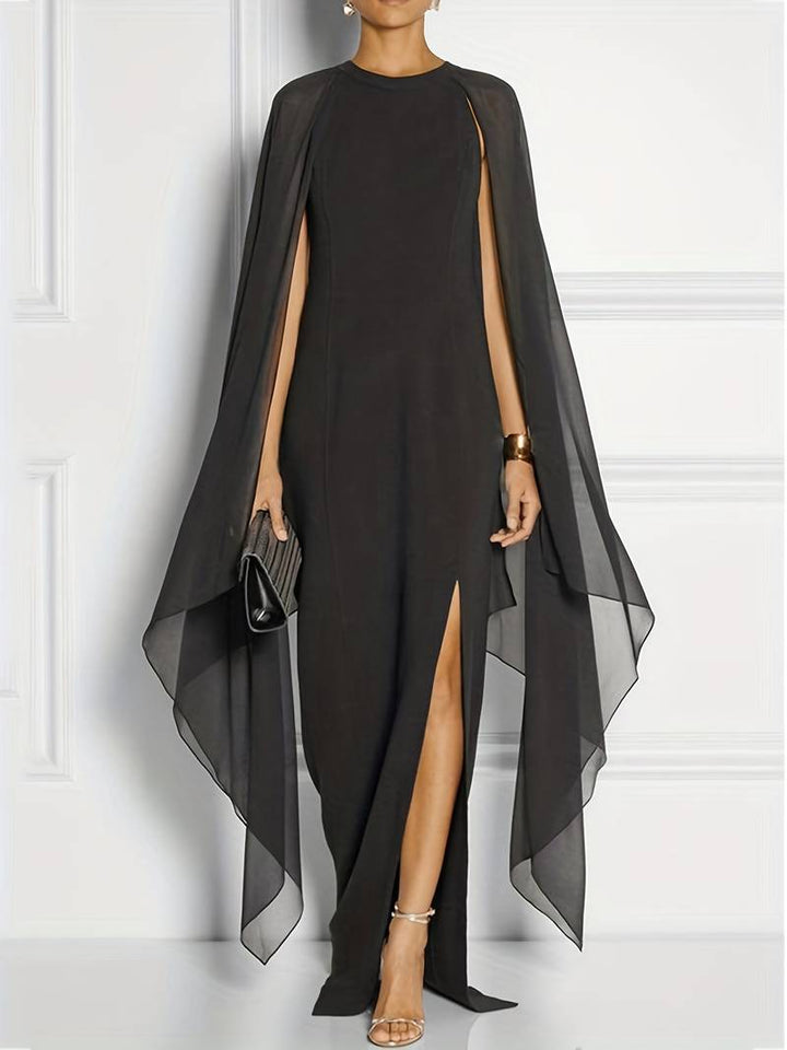 Dress with flowing cape sleeves