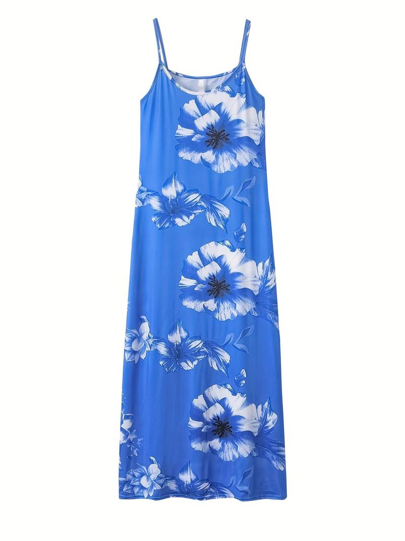 Slim-fit maxi dress with floral print