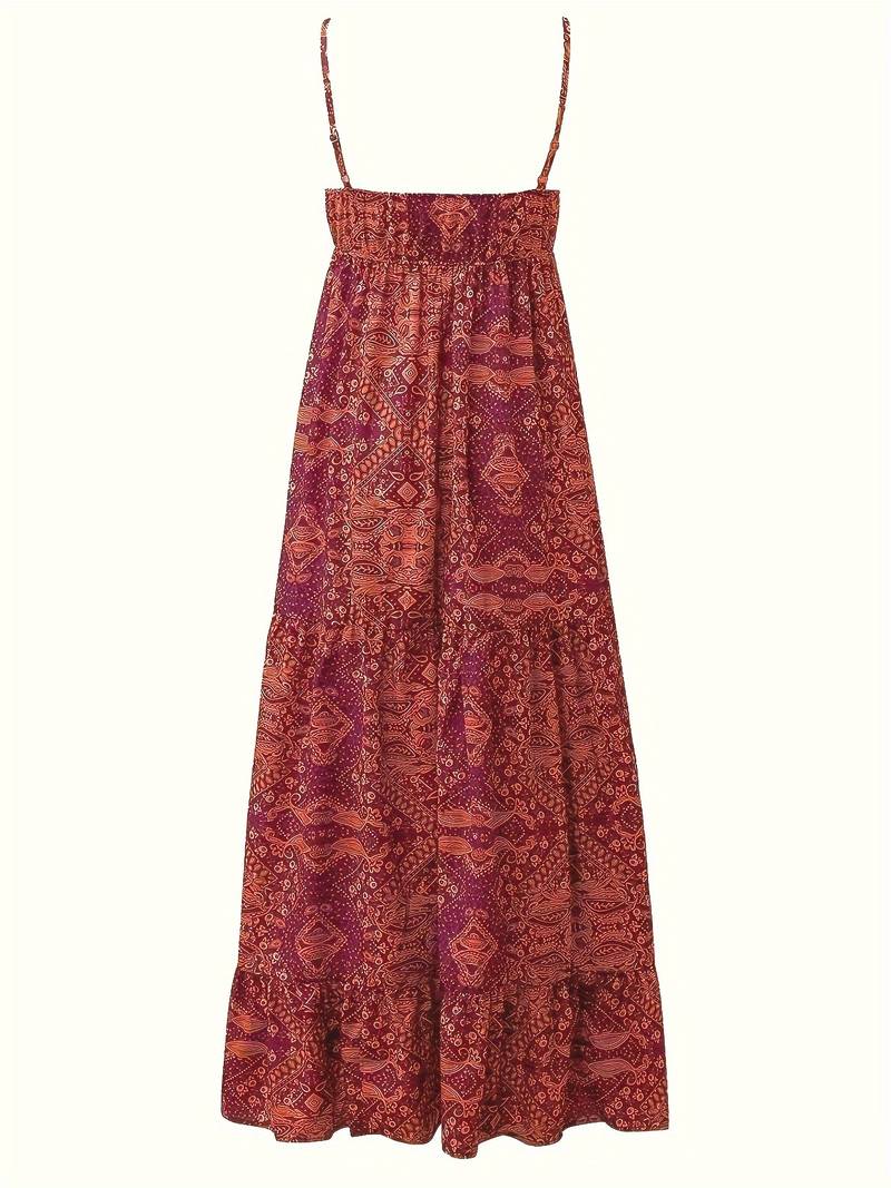 Bohemian-style maxi dress with ethnic print