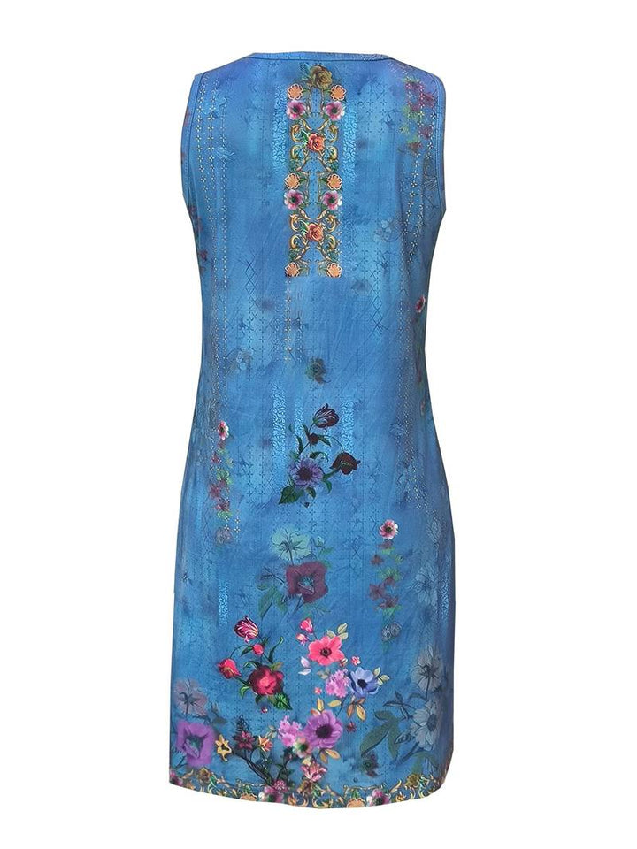 Dress with floral pattern and slit neckline