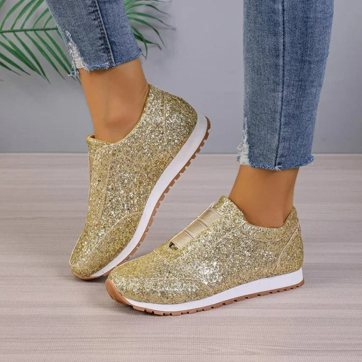 Glitter slip-on sneaker with contrasting sole