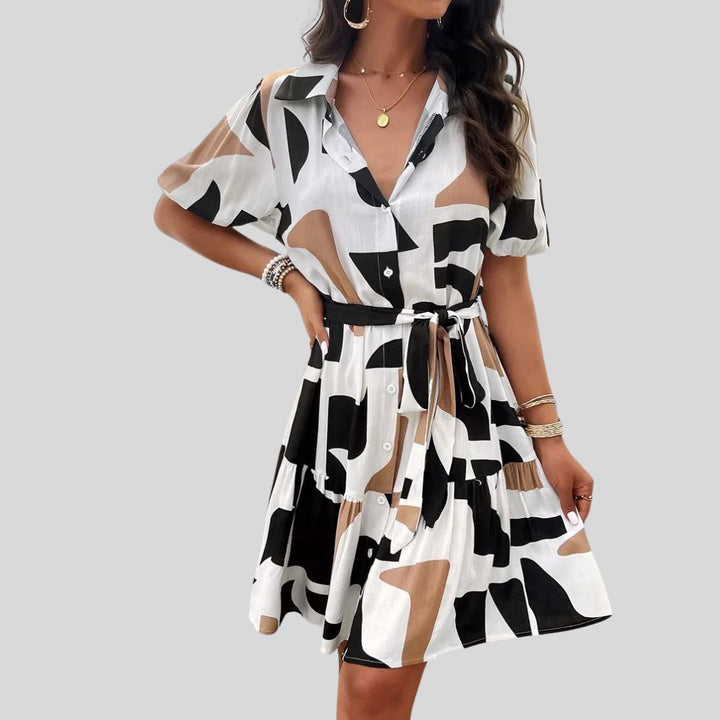 Shirt dress with abstract print