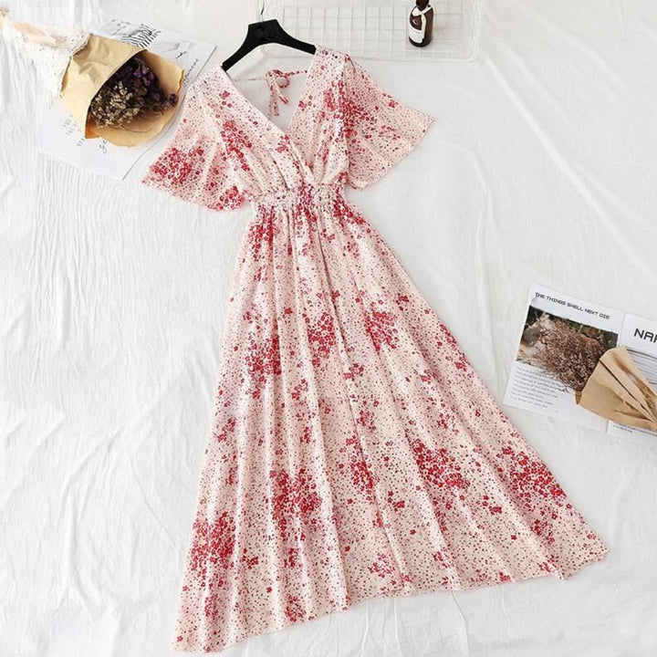 Elegant floral print midi dress