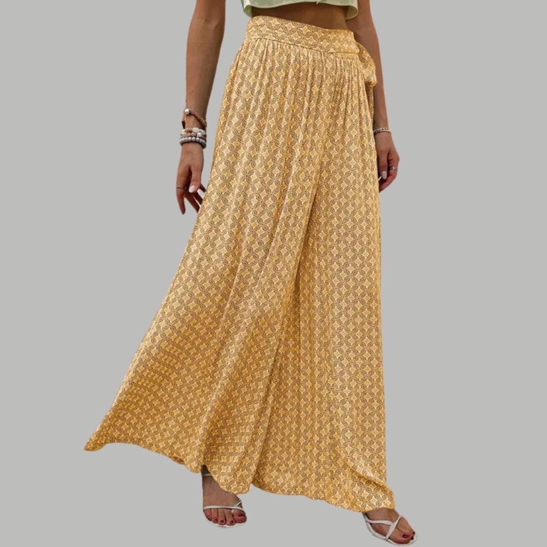 High-waisted wide trousers with print pattern