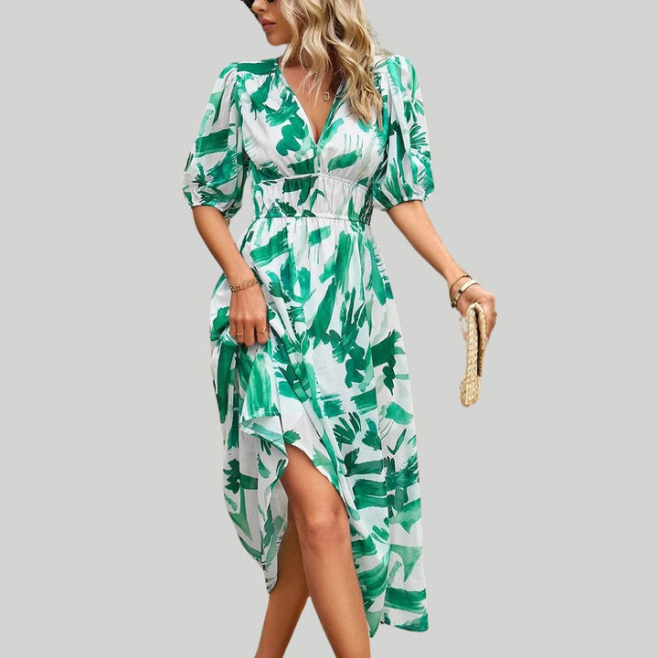 Midi dress with uneven hemline