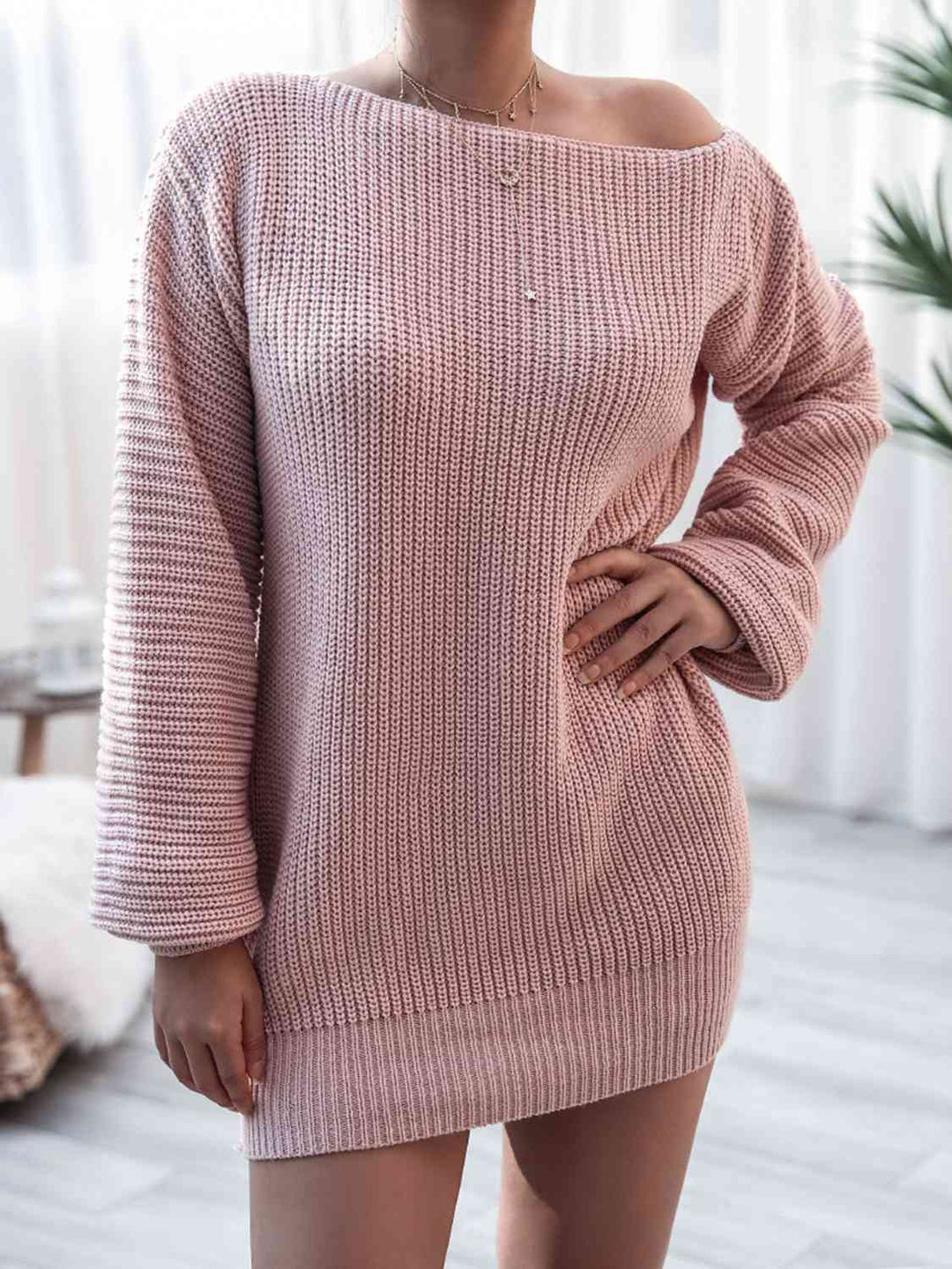 Mini jumper dress in rib knit