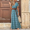 V-neck maxi dress with short floral pattern