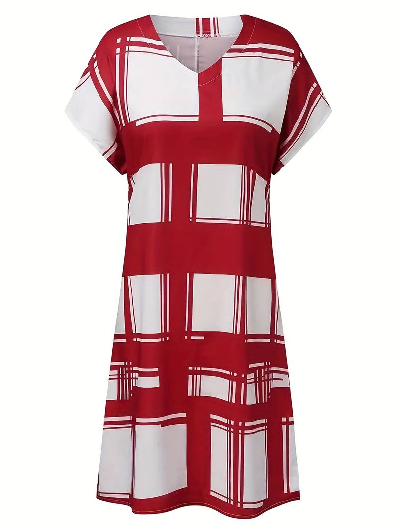 Midi dress with grid lines