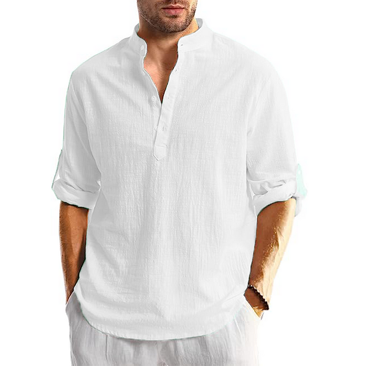 Long-sleeved linen casual shirt for men