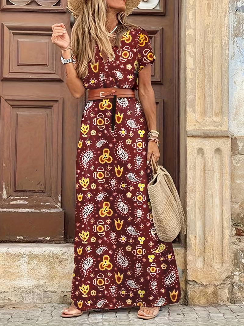 Abstract floral long maxi dress