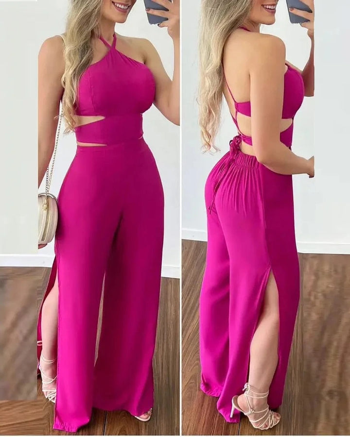 Women's Backless Side Slit Jumpsuit