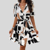 Shirt dress with abstract print