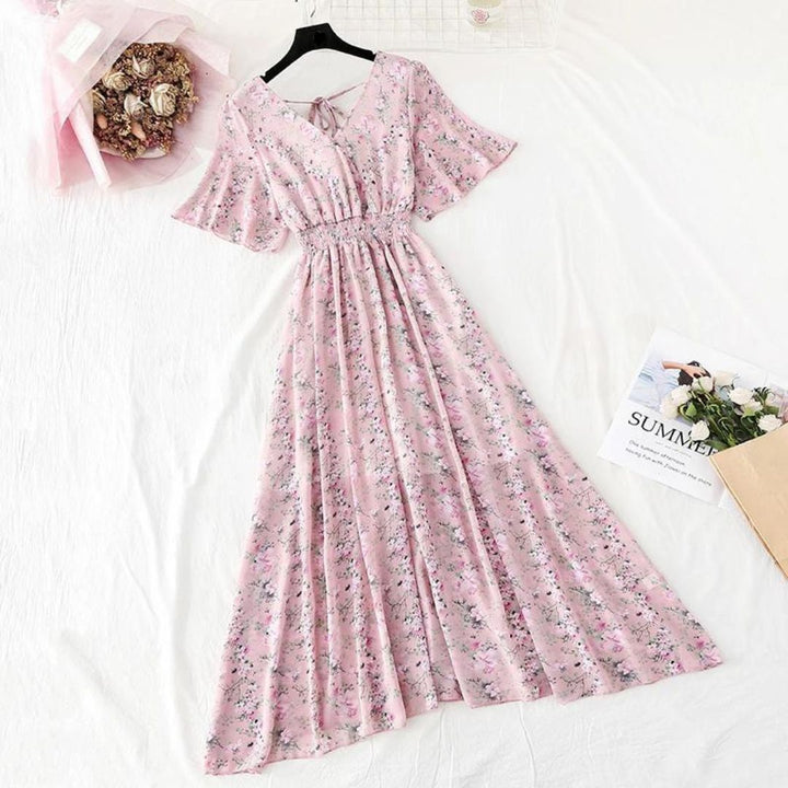 Elegant floral print midi dress