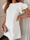 Backless dress with puff sleeves