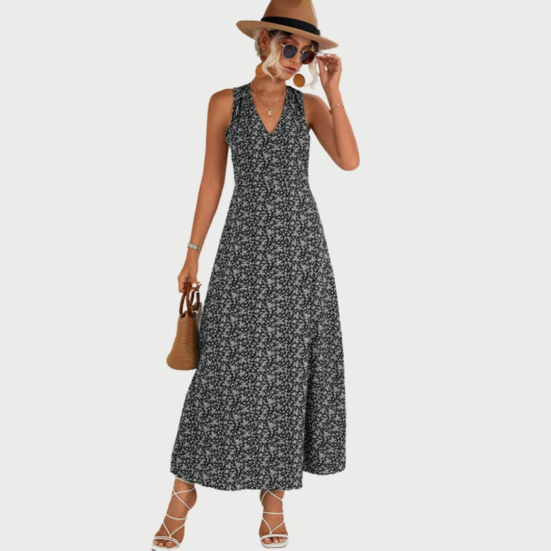 Maxi dress with monochrome print