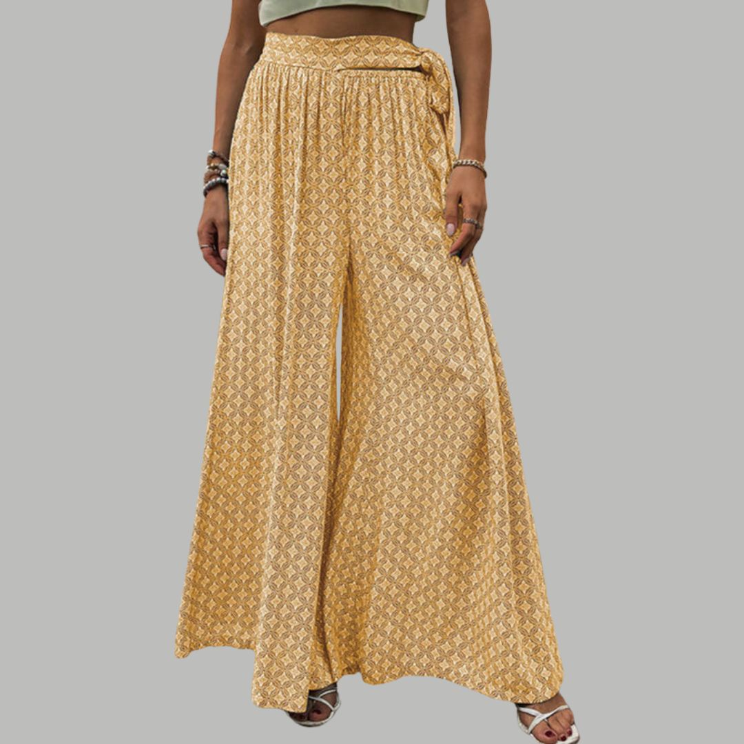 High-waisted wide trousers with print pattern