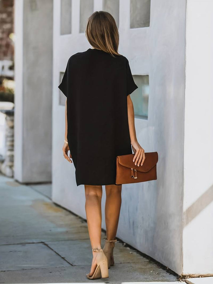 Plunging mini dress with V-neckline