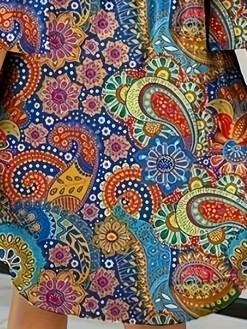 Sexy paisley dress round neckline