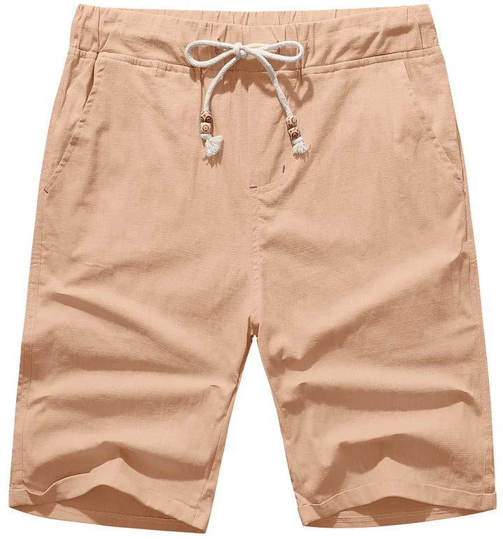 Linen beach shorts with drawstring for men