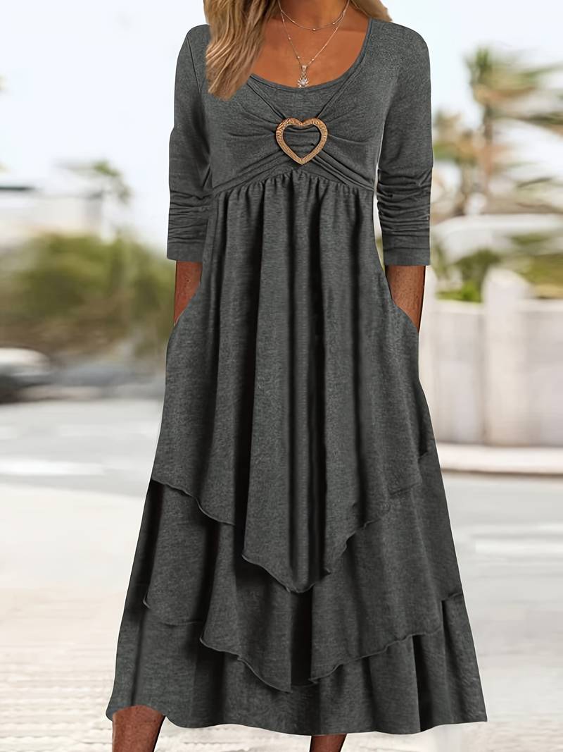 Heart ring decor layered dress