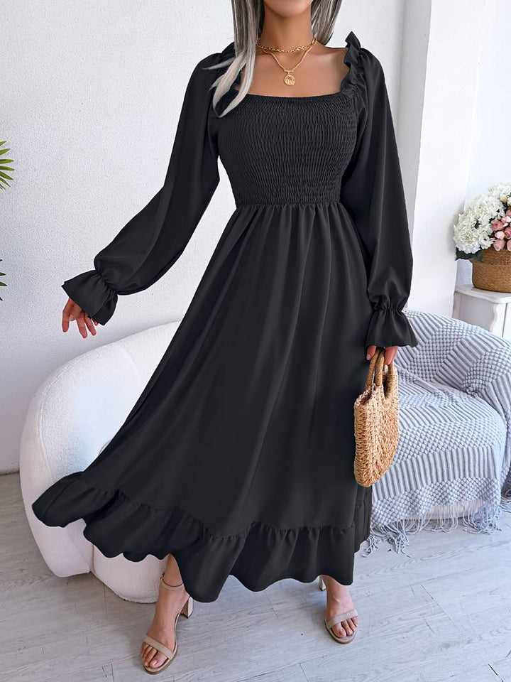 Plain Dress With Ruffles