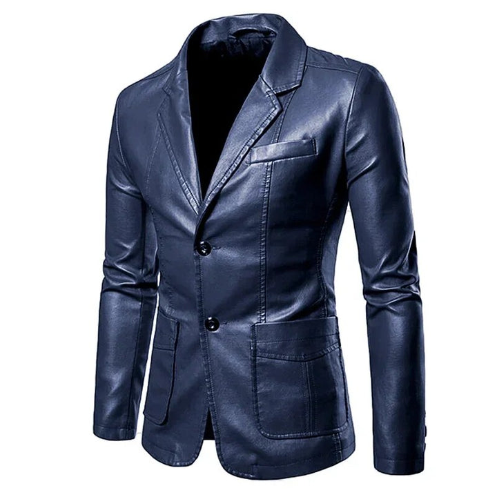 Lapel Leather Suit Jacket for Men