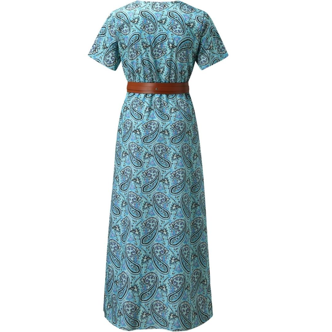 V-neck maxi dress with short floral pattern