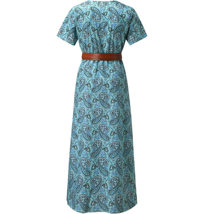 V-neck maxi dress with short floral pattern