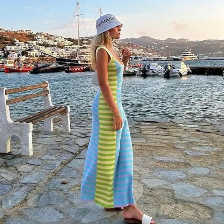 Striped sleeveless maxi dress